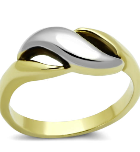 TK1089 - Two-Tone IP Gold (Ion Plating) Stainless Steel Ring with No